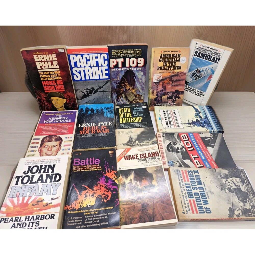 Vintage Lot of 14 World War II Military History Paperback Books Ernie Pyle
